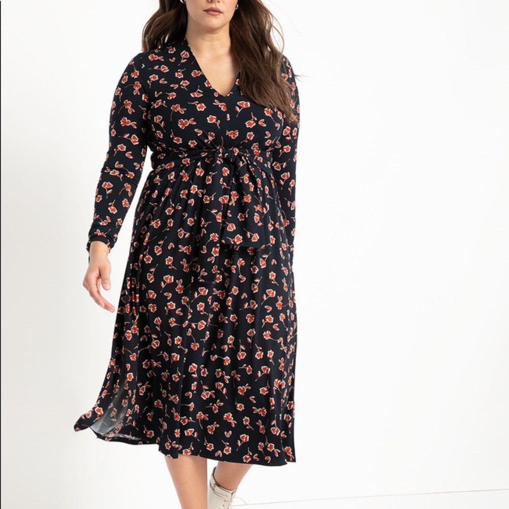 NWOT ELOQUII Tie Detail Midi Dress